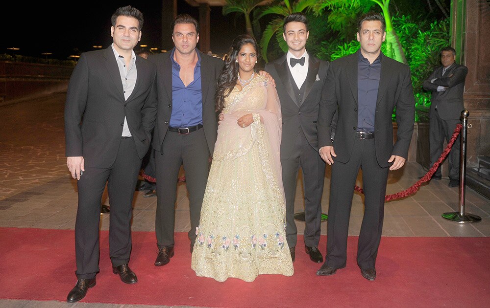 salman and his family at Arpita Khan's marriage reception in Mumbai. -dna