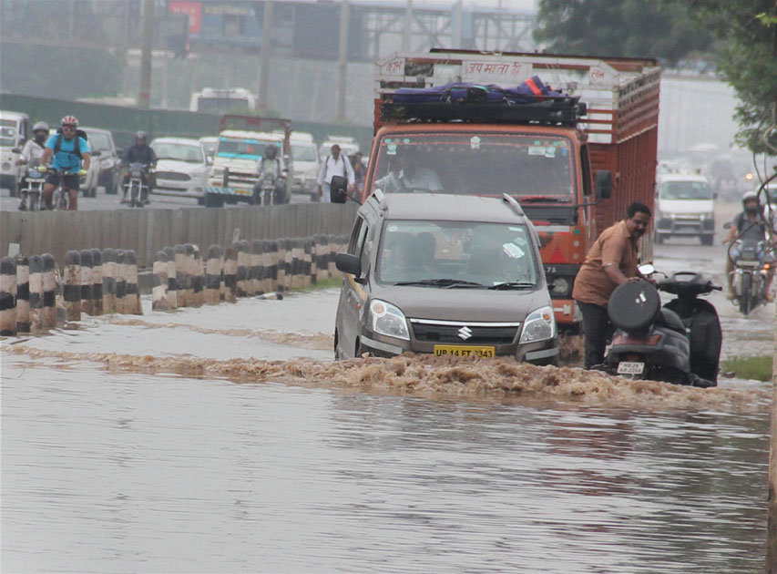 Waterlogged road in Gurgaon