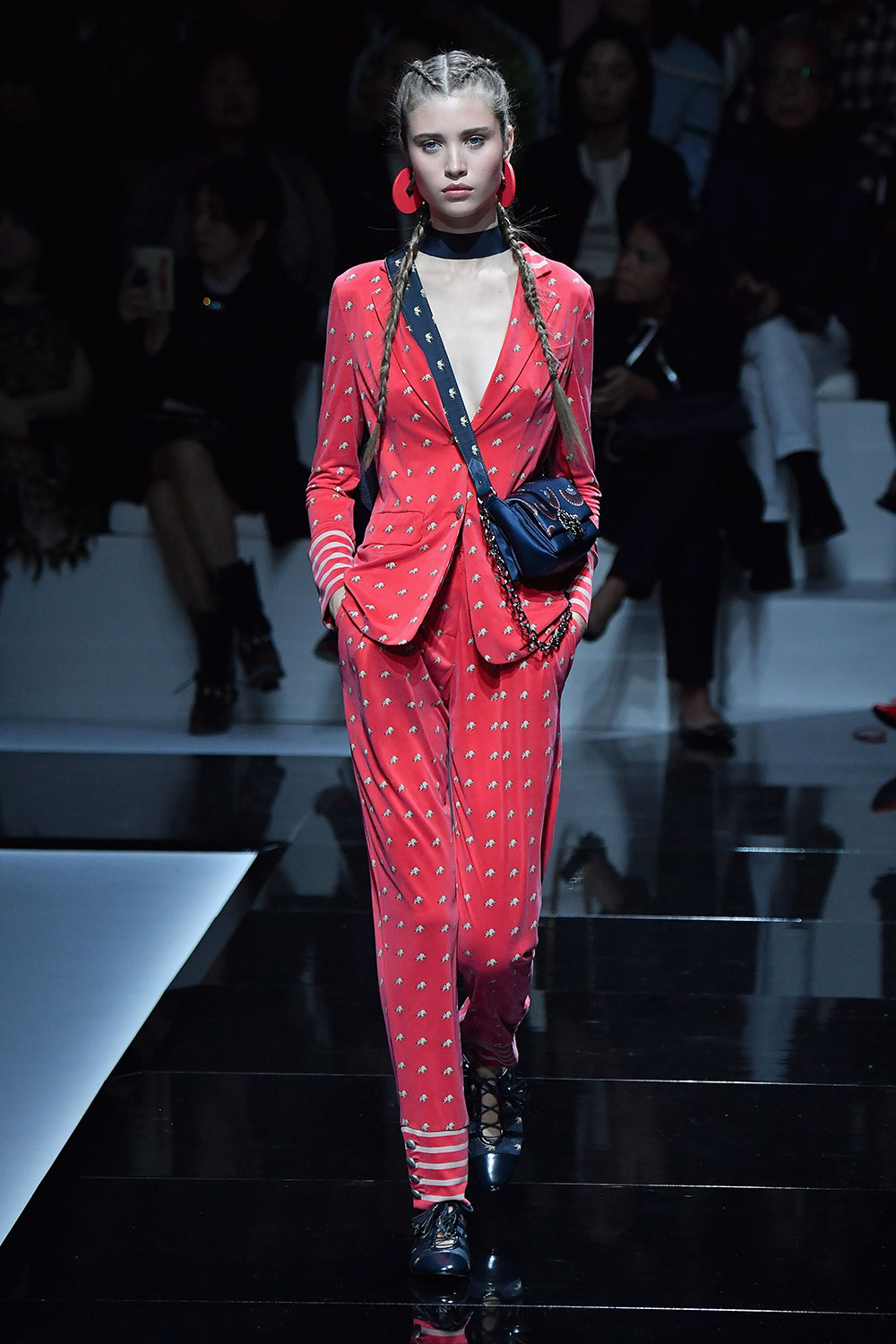 A model walks the runway during the Emporio Armani show as part of the Paris Fashion Week Womenswear Spring/Summer 2017 in Paris, France