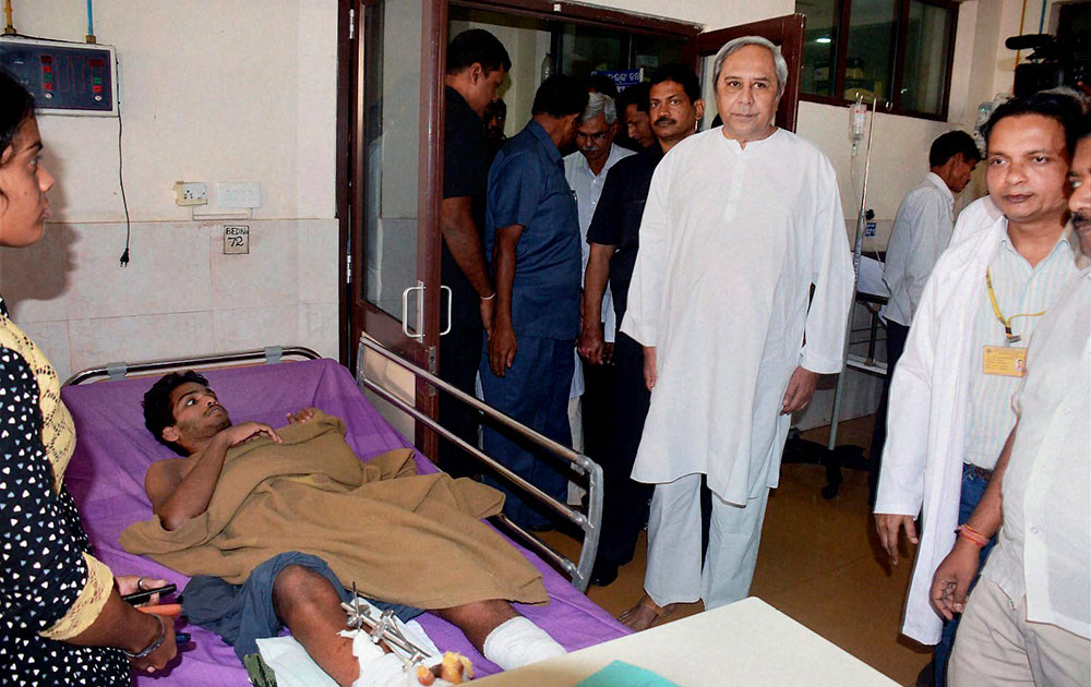 Odisha Chief Minister Naveen Patnaik visits AIIMS to meet the victims of SUM hospital fire tragedy in Bhubaneswar