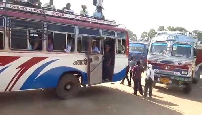 বনধের দিনে বাস বের না করায় তৃণমূলের কোপে বাস মালিকরা!