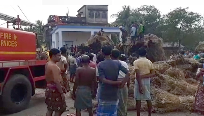 রামপুরহাটে মুখ্যমন্ত্রীর মামাবাড়িতে খড়ের গাদায় আগুন, পুড়ল ১২ বিঘা জমির ধান