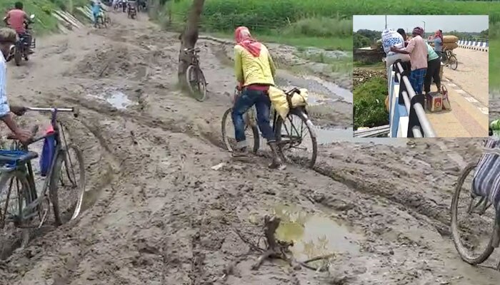 এক বর্ষাতেই ধুঁকছে ১৫০ কোটি টাকার সেতু সংলগ্ন রাস্তা, সুরাহার আশায় ভূতনির চরের বাসিন্দারা