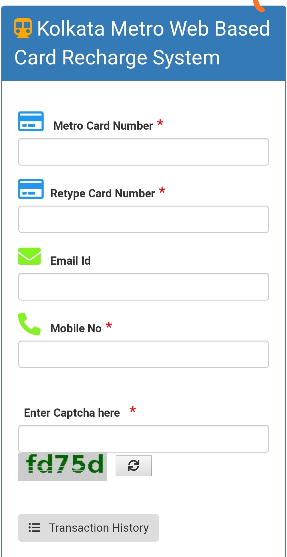 Metro smart card online recharge