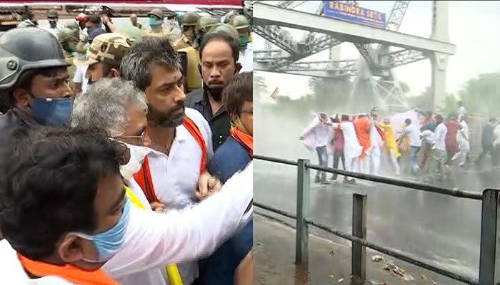 বিজেপির মিছিল ঘিরে তুলকালাম! দিলীপের উপর লাঠিচার্জ, রাস্তায় লুটোলেন রাজু