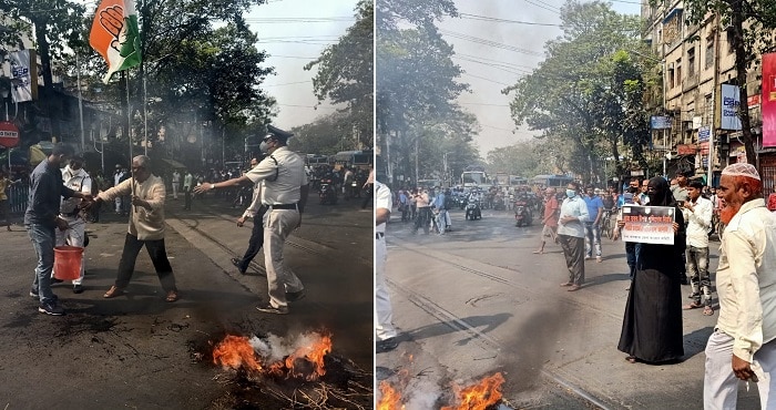 &#039;বাস কেন চলবে আজকে?&#039;, জোর করে আটকানোর চেষ্টা মৌলালি মোড়ে, টায়ার জ্বালিয়ে বিক্ষোভ