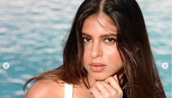  Suhana is seen lounging by the poolside