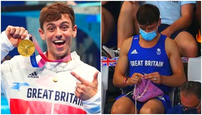 Tom Daley: গ্যালারিতে বসে উল বুনছেন টম ড্যালে! আলোচনায় সোনা জয়ীর কাণ্ড