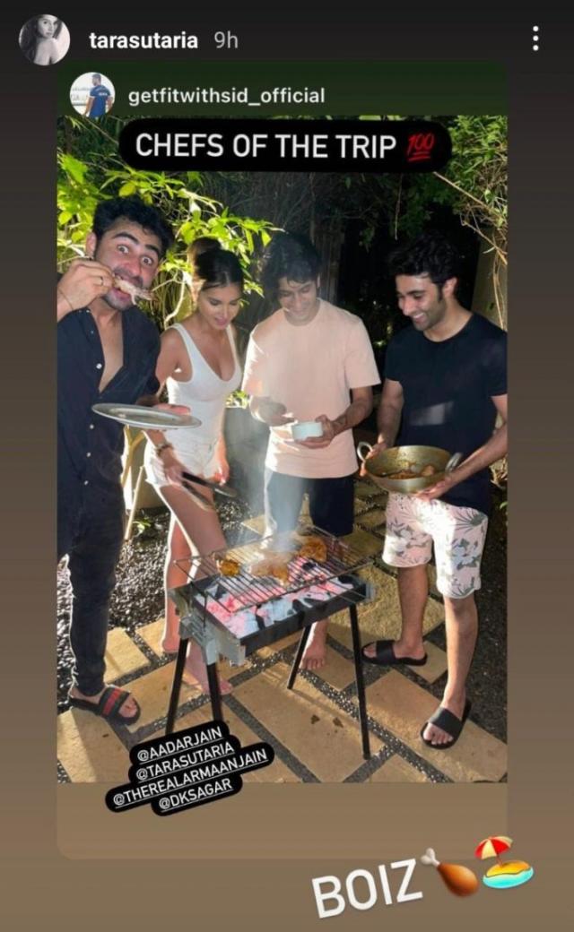 Aadar Jain was seen making Barbecue chicken