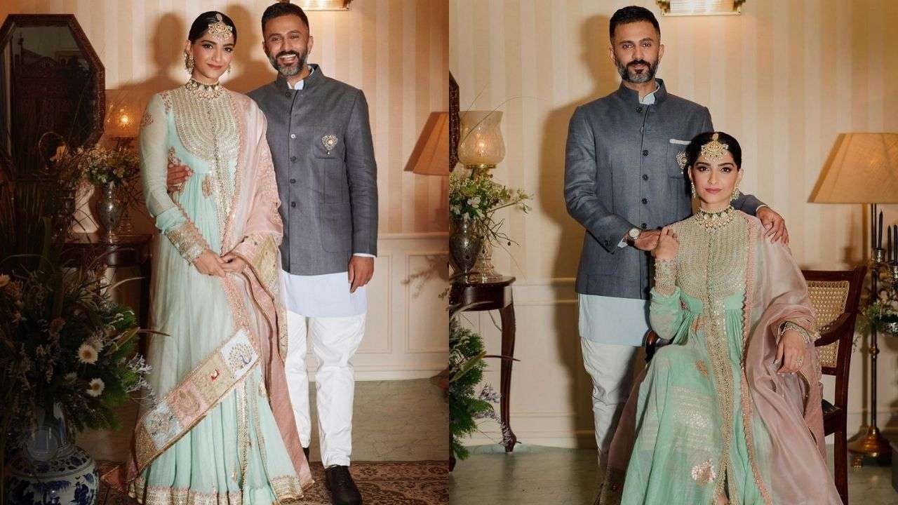 Sonam Kapoor poses with husband Anand Ahuja