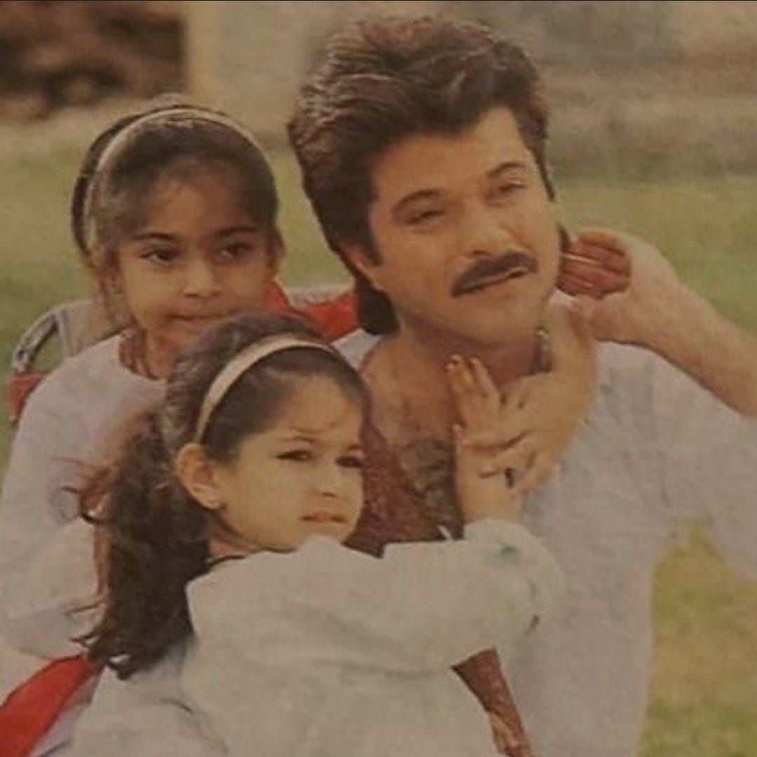 Anil Kapoor with Little Sonam & Rhea