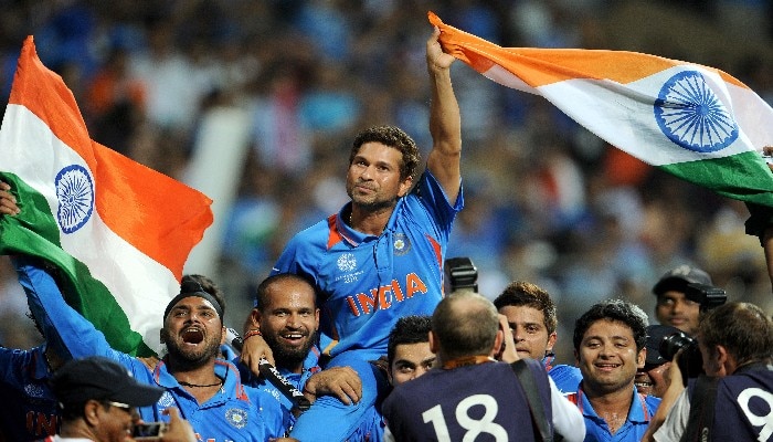 Sachin Tendulkar in 2011 World Cup final.