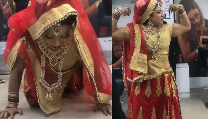 Video: বিয়ের পোশাকে পুশআপ কনের, Viral Video / in a viral video it is seen  that a bride is doing push ups in her wedding lehenga