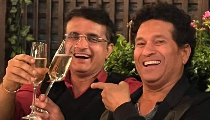 Sourav and Sachin with shampne