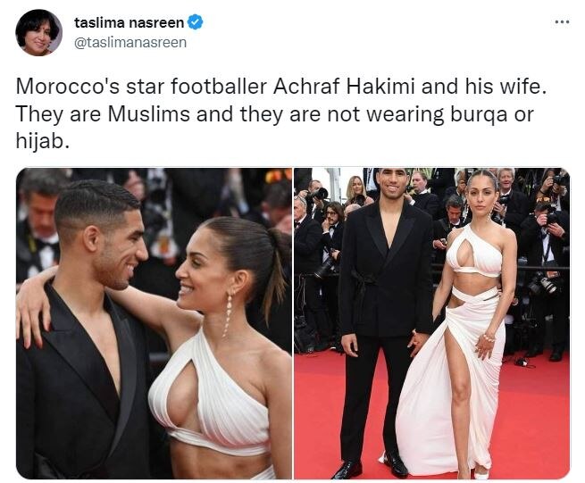 Taslima Nasarin tweets Morocco Achraf Hakimi's wife pic 6