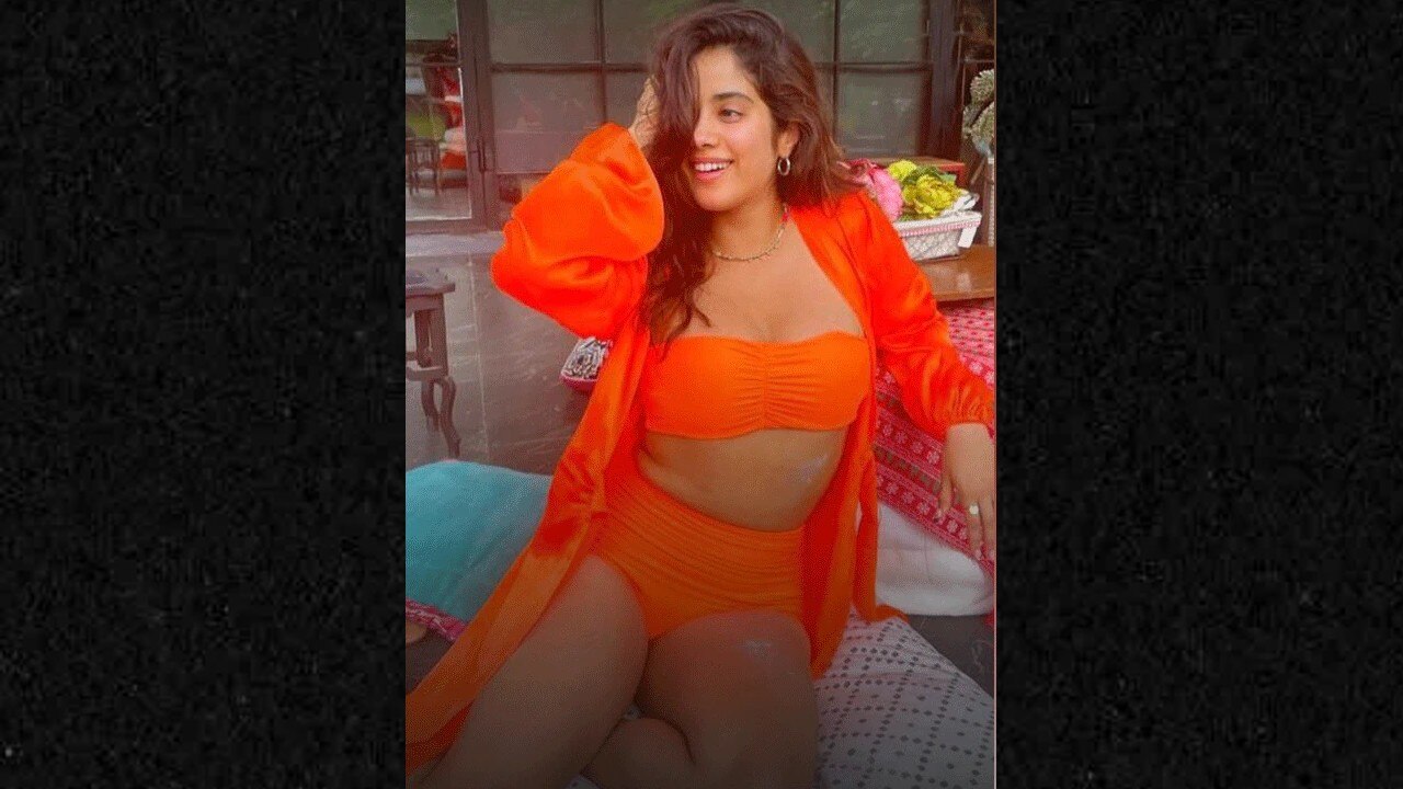 Janhvi Kapoor in orange bikini
