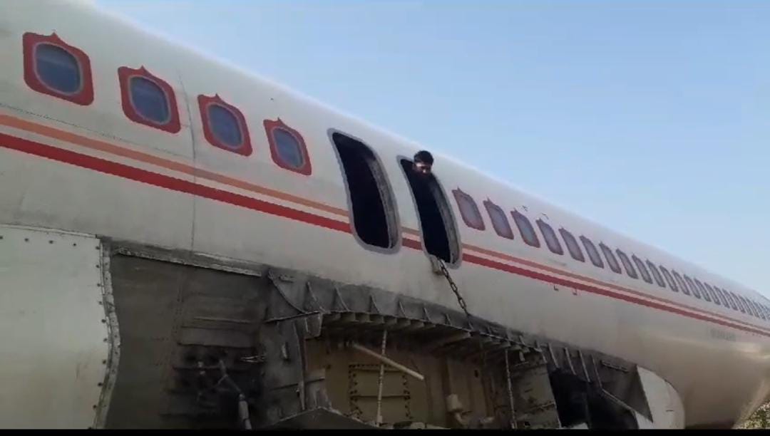 Plane running on road