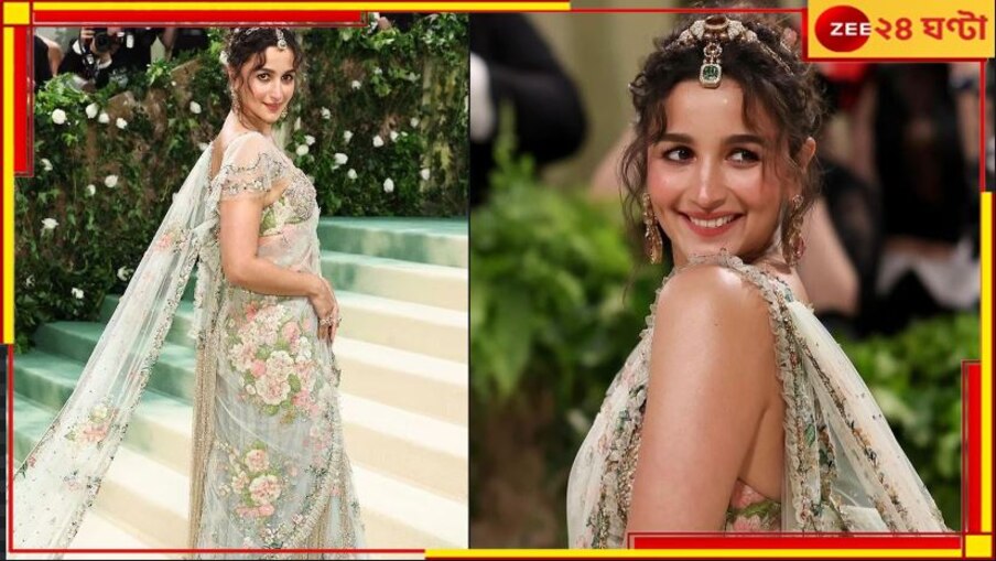Alia Bhatt: ১৬৩ জন কারিগর, ১৯৬৫ ঘণ্টায় তৈরি সব্যসাচীর শাড়িতে মেট গালায় তাক লাগালেন আলিয়া