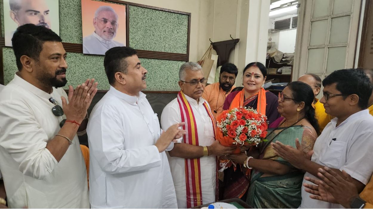 Dilip Ghosh Suvendu Adhikari greets one another