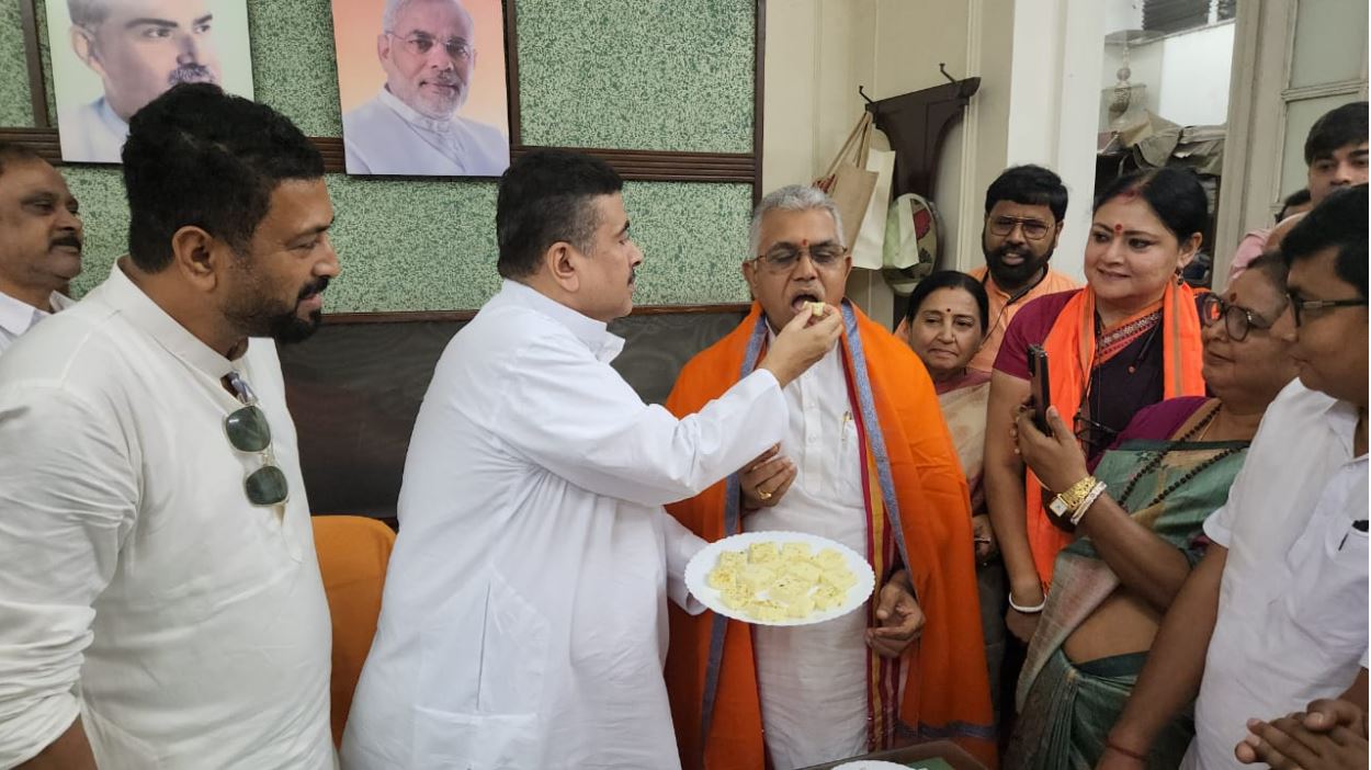 Dilip Ghosh Suvendu Adhikari greets one another