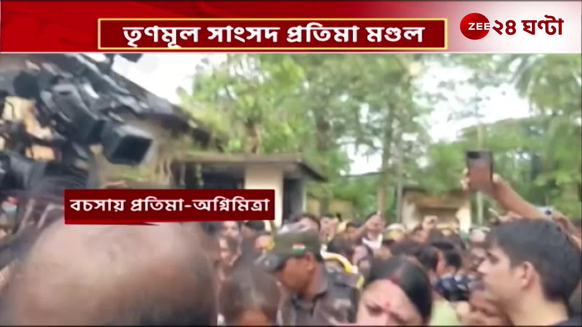 Fierce argument between Agnimitra Paul and Pratima Mondal at Mahishmari police station