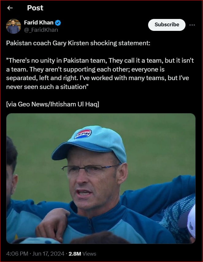 Farid Khan On Gary Kirsten 