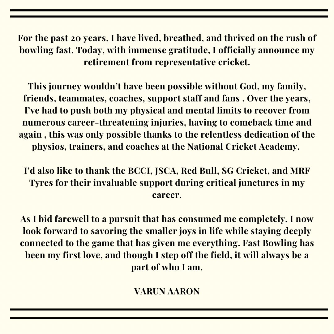  Varun Aaron Announces Retirement