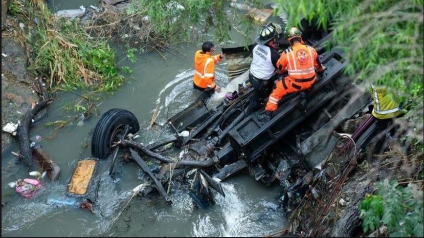 bus fell from a bridge