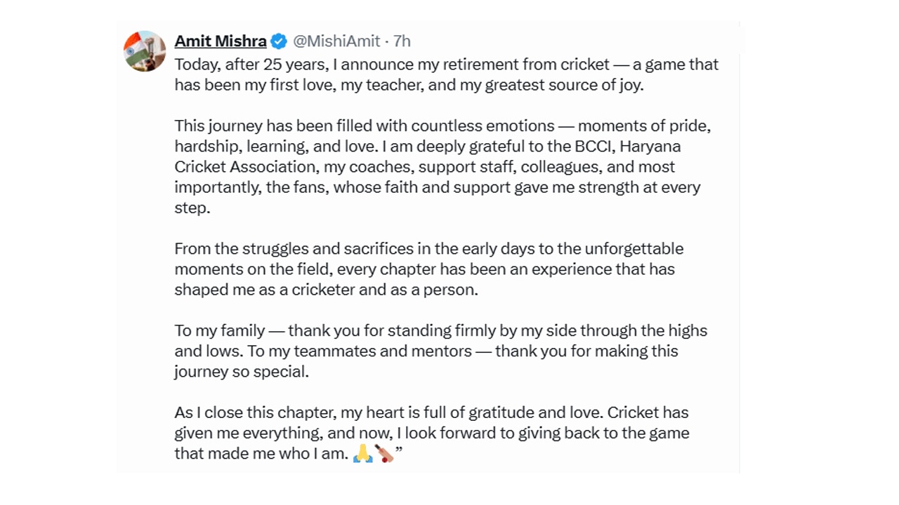 Amit Mishra Announces Retirement