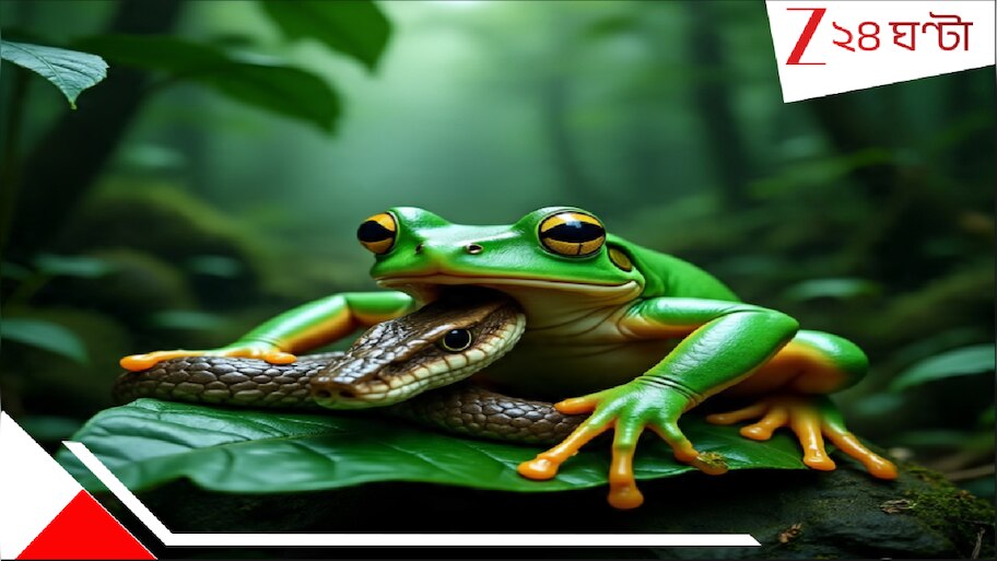 Frog Eats Snake WATCH: বীভৎস! উল্টো ছবি প্রকৃতির! ব্যাঙ খেল আস্ত সাপ! দেখুন আশ্চর্য ভয়াল সেই ছবি...বিরল বাগনান...