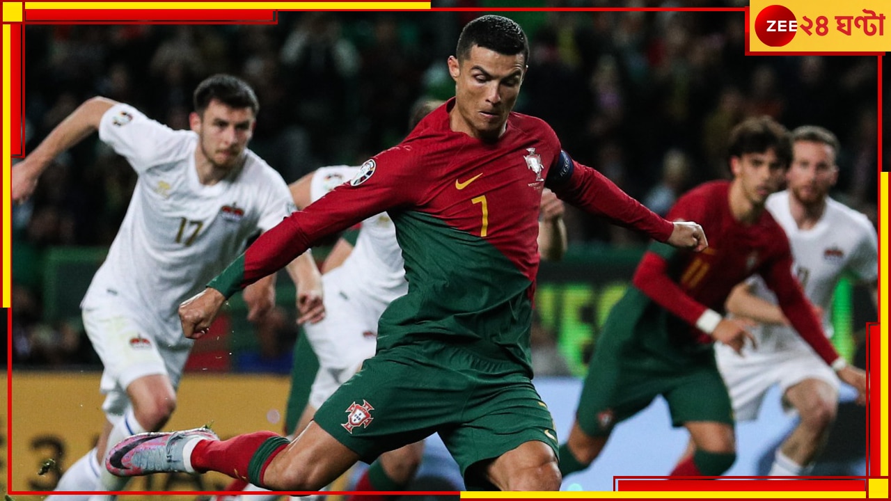 বিশ্বরেকর্ডের রাত, জোড়া গোল করে কামব্যাক করলেন ‘সি আর সেভেন’। Cristiano Ronaldo scores blistering free kick and penalty as Portugal defeat Liechtenstein 4-0