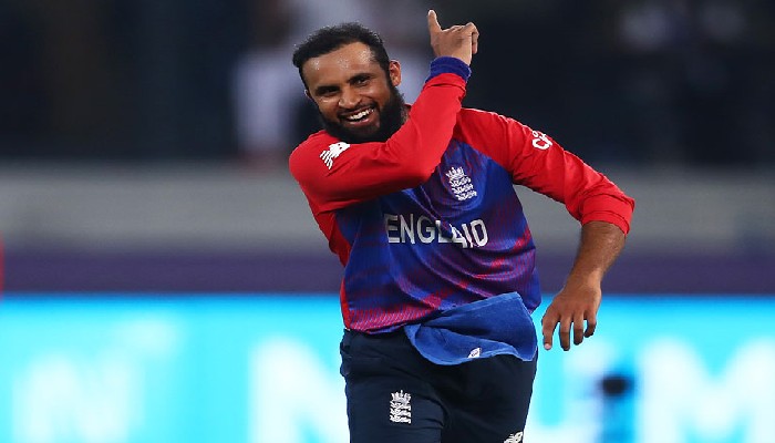 Adil Rashid after taking four wickets. Photo: Twitter