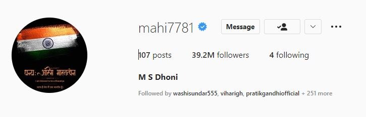 Dhoni instagram