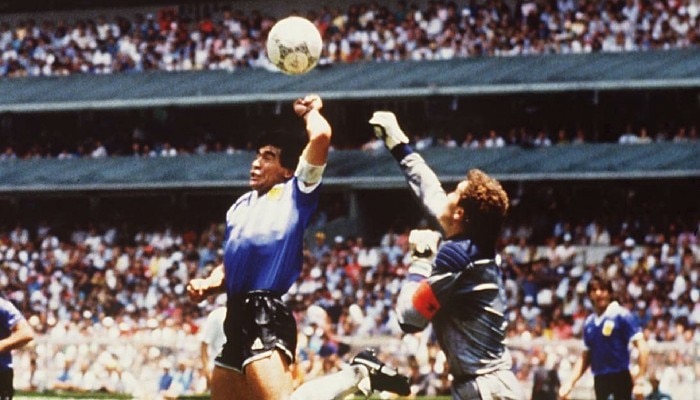 Maradona with hand of god goal