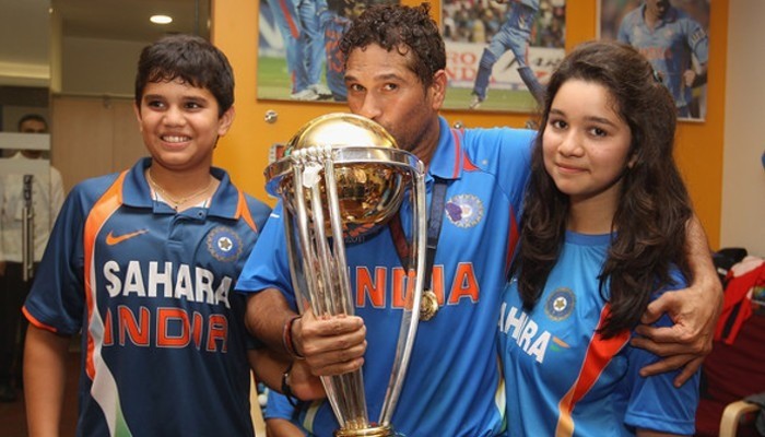 Sachin with Arjun and Sara