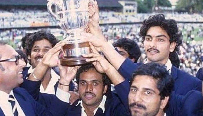 Yashpal Sharma with his teammates on the balcony of Lord&#039;s with the World Cup in hand. File image