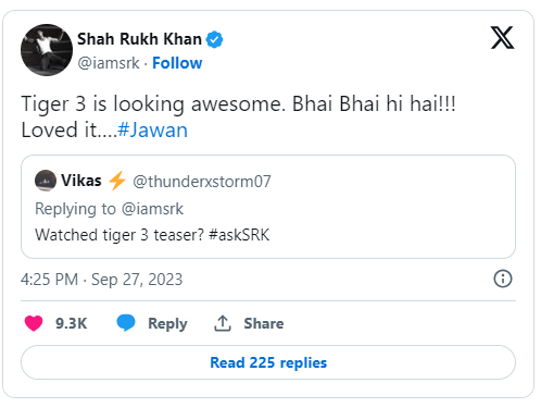 Photo of Shah Rukh Khan-Salman Khan: 'টাইগার ৩'-এর টিজার দেখে মুগ্ধ! ‘ভাই তো ভাইই’ সলমানের জন্য গলা ফাটালেন শাহরুখ