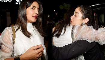 জাহ্নবীকে হঠাত দেখে জড়িয়ে ধরলেন প্রিয়াঙ্কা