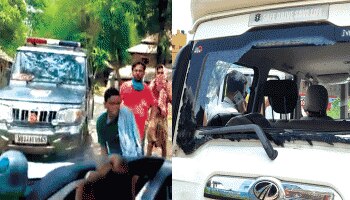 মেদিনীপুরে কেন্দ্রীয় মন্ত্রীর কনভয়ে হামলা, লাঠি-বাঁশের আঘাতে চুরমার গাড়ি