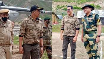 জম্মু-কাশ্মীর সীমান্তে ভারতীয় সেনা জওয়ানদের সঙ্গে Akshay Kumar