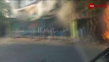 Massive Fire in Belaghata Container Burns on National Highway in Barasat 