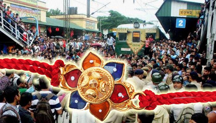 মাতৃভূমি নিয়ে দাদাগিরি-দিদিগিরি নয়, রাখি বেঁধে গান্ধীগিরিতে মহিলা যাত্রীরা  