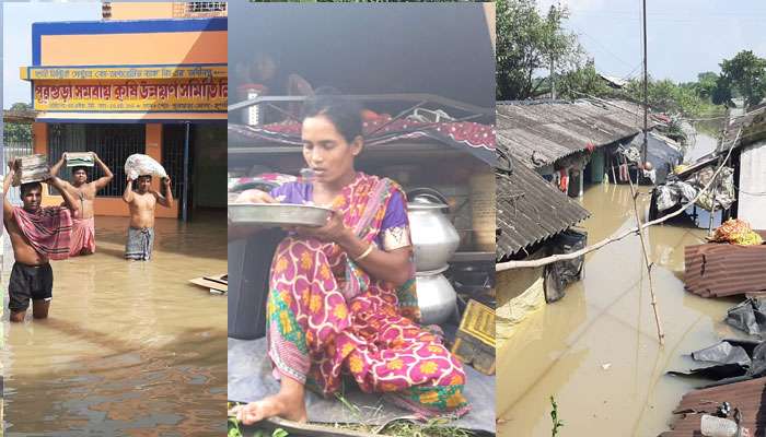 দামোদরের জলে ভাসছে পুরশুড়ার বিশাল এলাকা, জল বাড়ায় বড় ক্ষতির আশঙ্কায় মানুষজন 