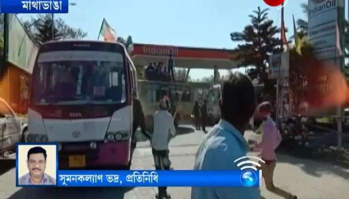 BJP worker's bus attacked at Coachbihar's Mathabhanga