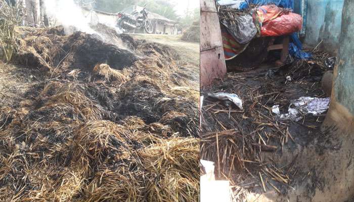 লালগড়ে মধ্যরাতে জ্বালিয়ে দেওয়া হল তৃণমূল কর্মীর বাড়ি, বরাত জোরে বাঁচল একরত্তিরা