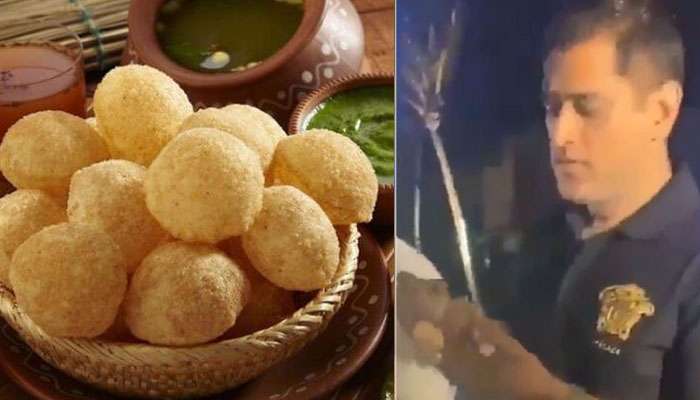 আলুর পুর, চাটনি, টক জল ভরে ফুচকা 'বেচছেন' ধোনি! তাও আবার বিদেশে