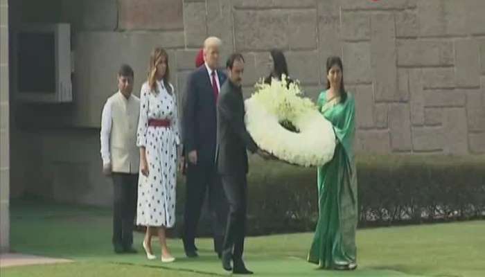 Donald Trump pays his tributes at Mahatma Gandhi's memorial