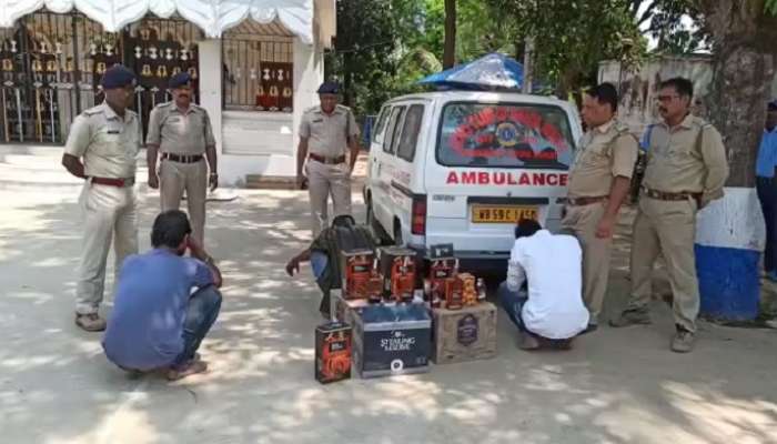 লকডাউনের মধ্যে অ্যাম্বুল্যান্সে করে মদ পাচার, তল্লাশিতে উদ্ধার দামী দামী বিদেশি বোতল