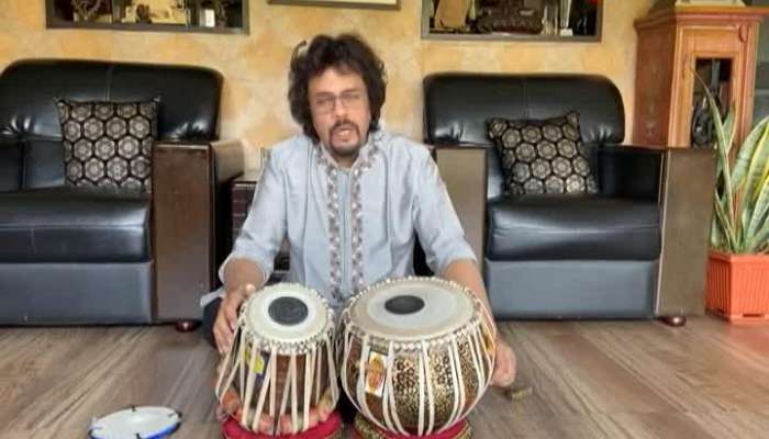 Bickram Ghosh used his table as musical instrument in lockdown for zee 24 ghanta's audiences 