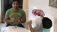 লকডাউনে ছোট্ট লক্ষ্যকে আইস-কিউব পেইনটিং শেখালেন তুষার কাপুর